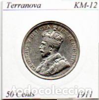 Monedas antiguas de Am&eacute;rica: TERRANOVA 1911, 50 CENTS, KM-12, AG. EBC; 25,95 &euro; 1