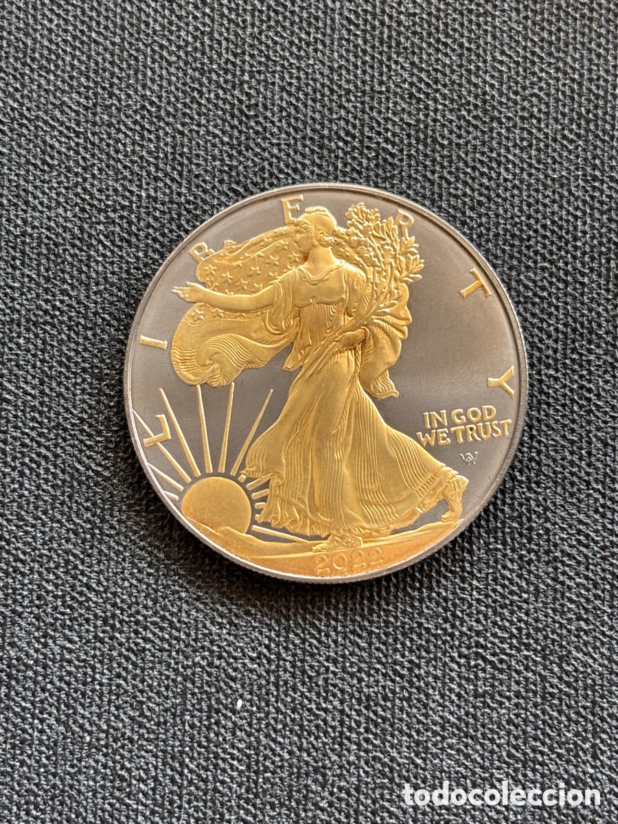 Monedas antiguas de Am&eacute;rica: Moneda Plata 1 oz American Eagle 2022 - Gold Black Empire Edition