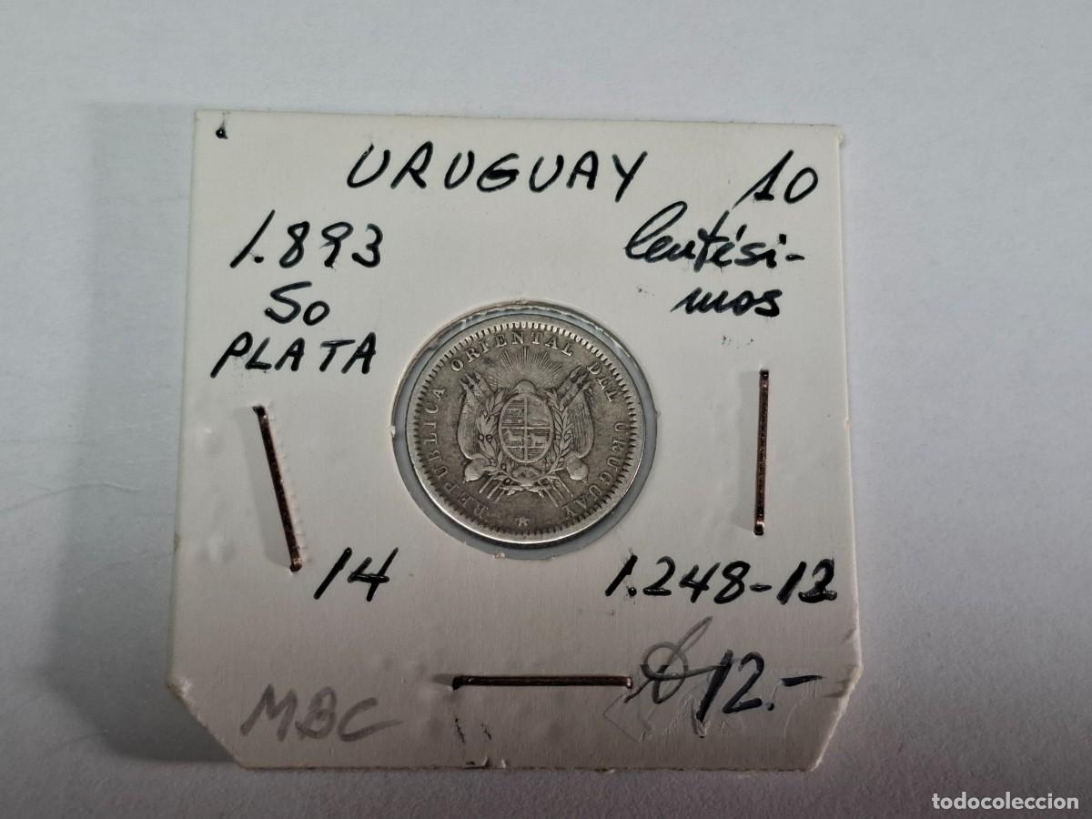 Monedas antiguas de Am&eacute;rica: 10 CENTESIMOS de PLATA de 1893 So KM 14 URUGUAY en MBC