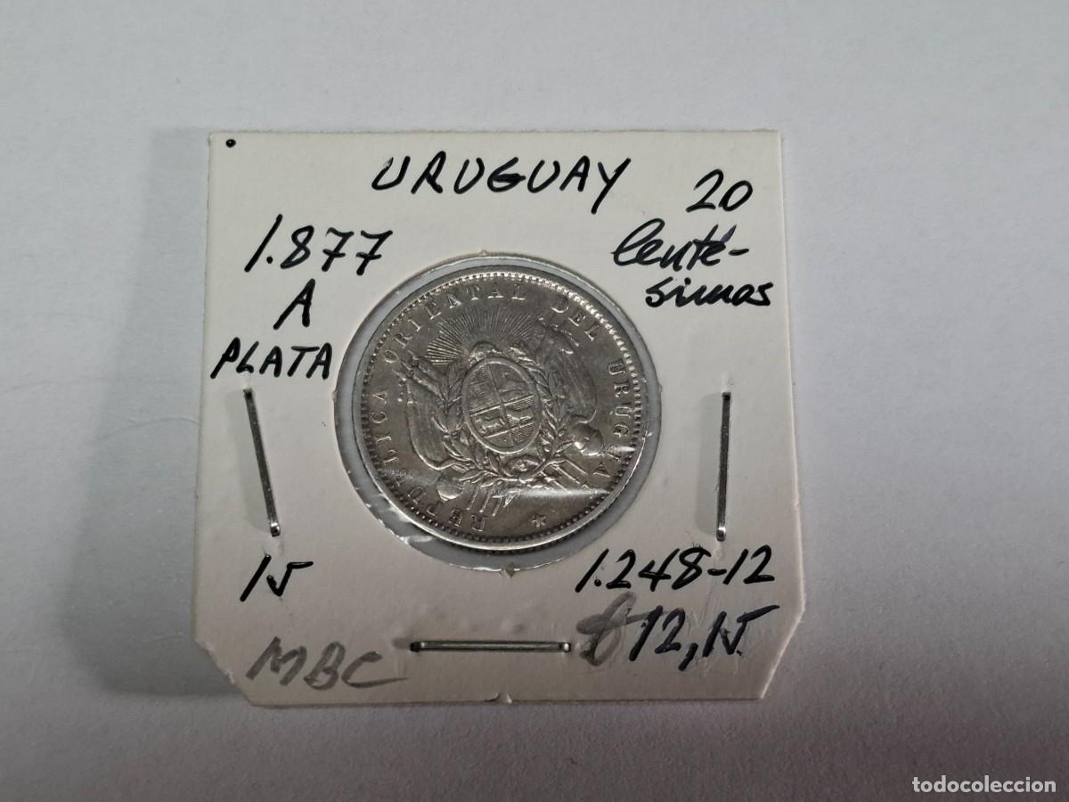 Monedas antiguas de Am&eacute;rica: 20 CENTESIMOS de PLATA de 1877 A KM 15 URUGUAY en MBC
