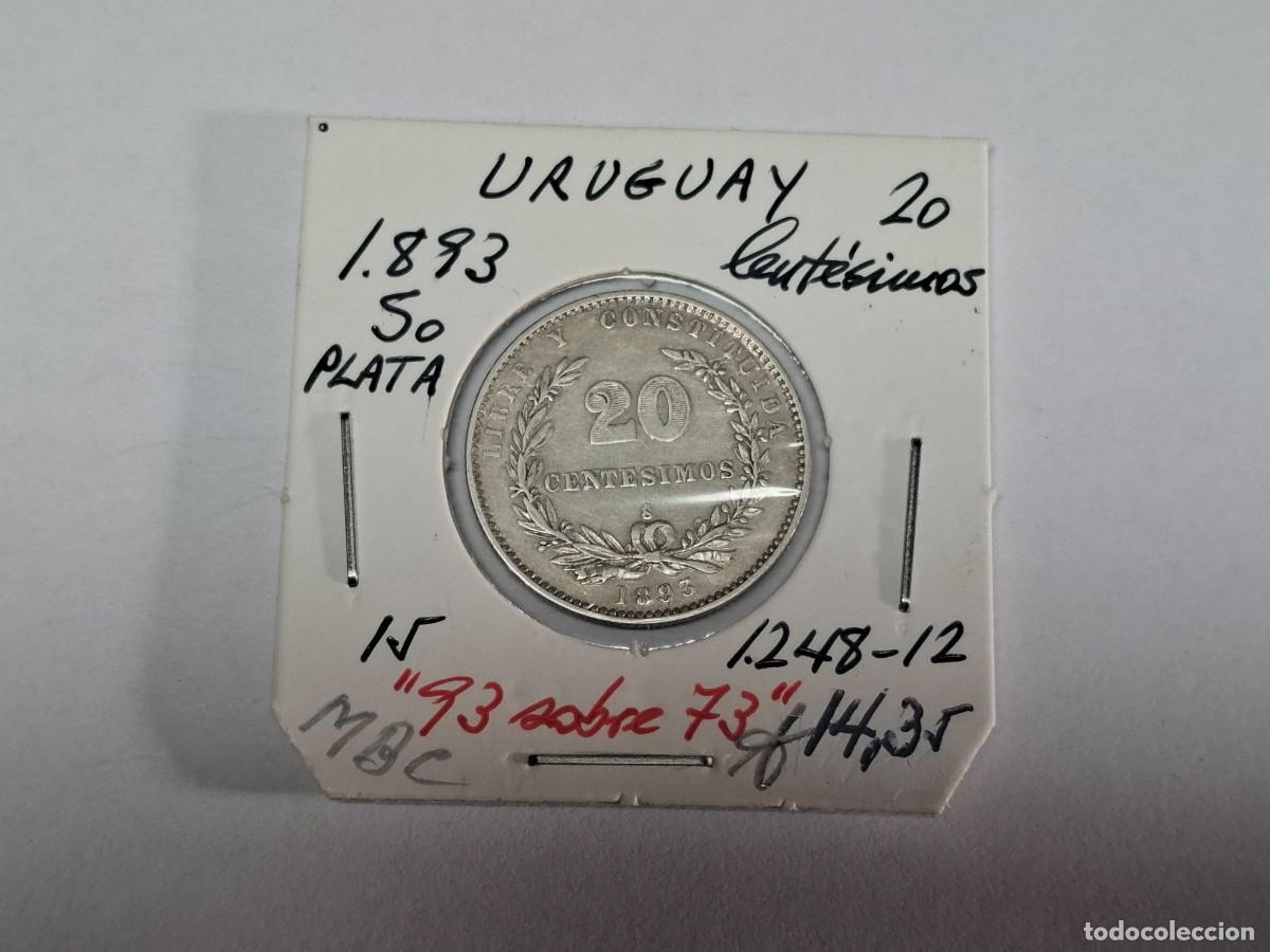 Monedas antiguas de Am&eacute;rica: 20 CENTESIMOS de PLATA de 1893 So KM 15 URUGUAY en MBC