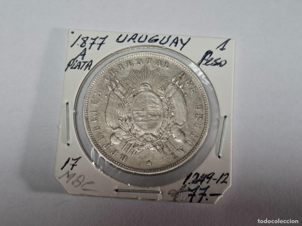 Monedas antiguas de Am&eacute;rica: 1 PESO de PLATA de 1877 A KM 17 URUGUAY en MBC