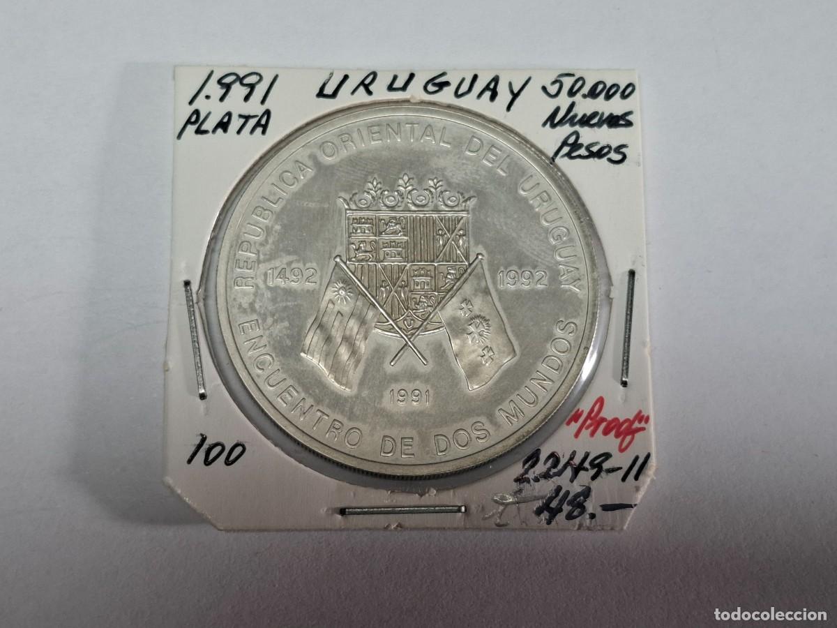 Monedas antiguas de Am&eacute;rica: 50.000 NUEVOS PESOS de PLATA de 1991 KM 100 URUGUAY en PROOF