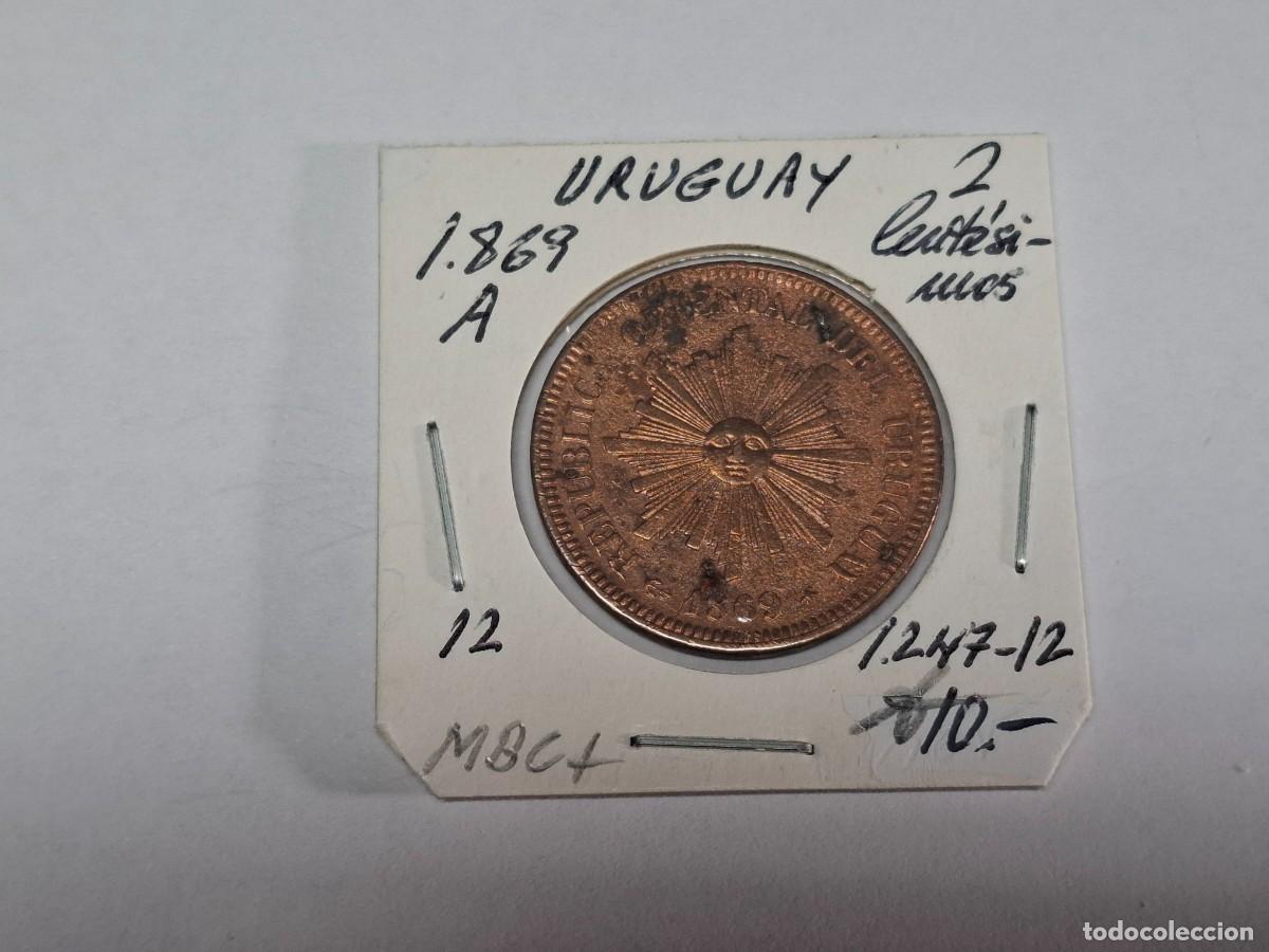 Monedas antiguas de Am&eacute;rica: 2 CENTESIMO de 1869 A KM 12 URUGUAY en MBC+ - Foto 1