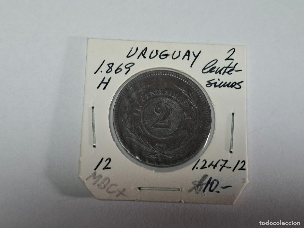 Monedas antiguas de Am&eacute;rica: 2 CENTESIMO de 1869 H KM 12 URUGUAY en MBC+