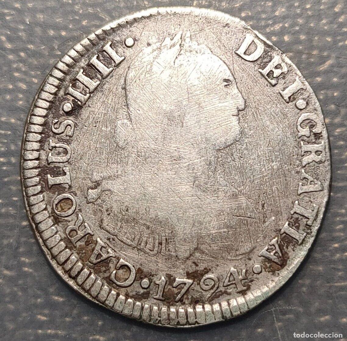 Monedas antiguas de Am&eacute;rica: PERU LIMA CARLOS IV CHARLES IV 2 REALES 1794 IJ HAIRLINES