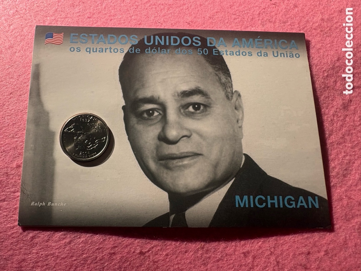 Monedas antiguas de Am&eacute;rica: Moneda conmemorativa sin circular EEUU, Cuarto D&oacute;lar, Michigan (A15)