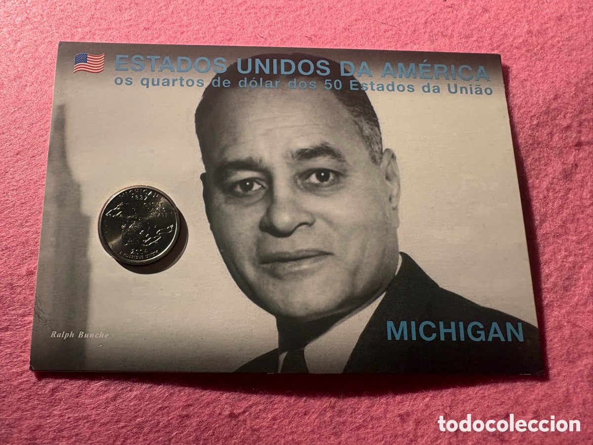 Monedas antiguas de Am&eacute;rica: Moneda conmemorativa sin circular EEUU, Cuarto D&oacute;lar, Michigan (A15)