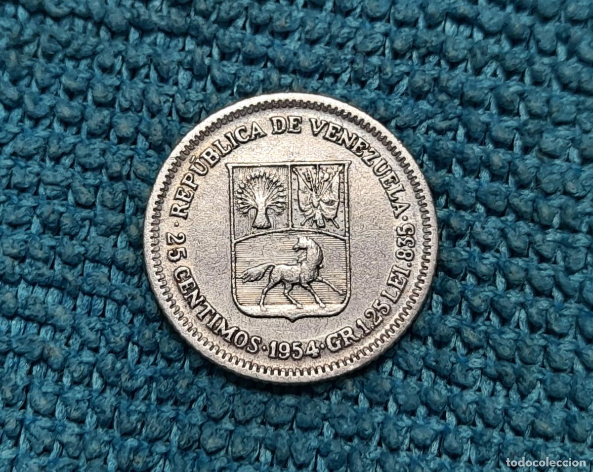 Monedas antiguas de Am&eacute;rica: Venezuela, 25 Centimos 1954