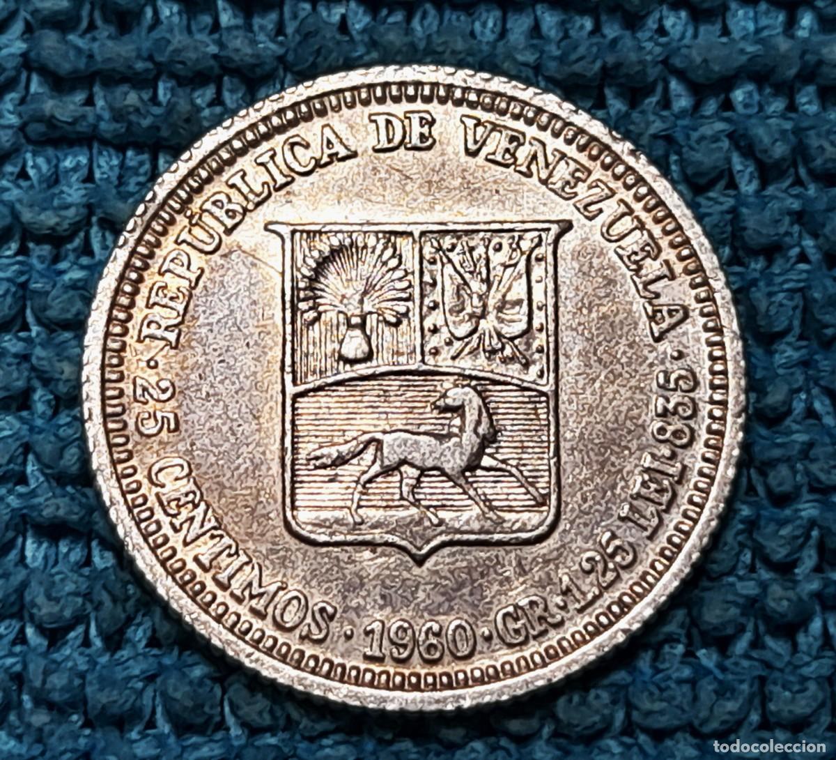 Monedas antiguas de Am&eacute;rica: Venezuela, 25 Centimos 1960