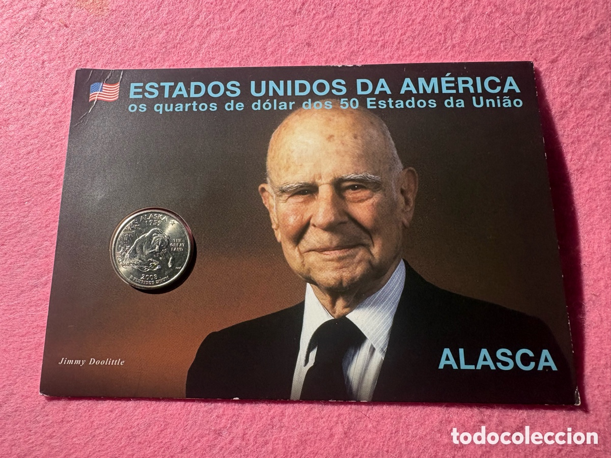 Monedas antiguas de Am&eacute;rica: Moneda conmemorativa sin circular EEUU, Cuarto D&oacute;lar, Alaska (A15)