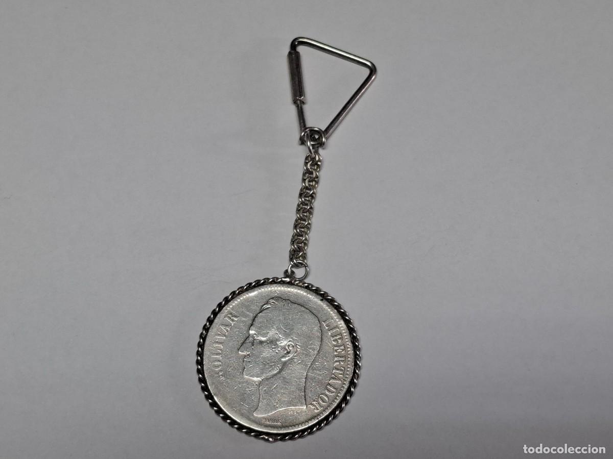 Monedas antiguas de Am&eacute;rica: 5 BOLIVARES de PLATA DE 1866 MONEDA CON LLAVERO DE PLATA en RC+