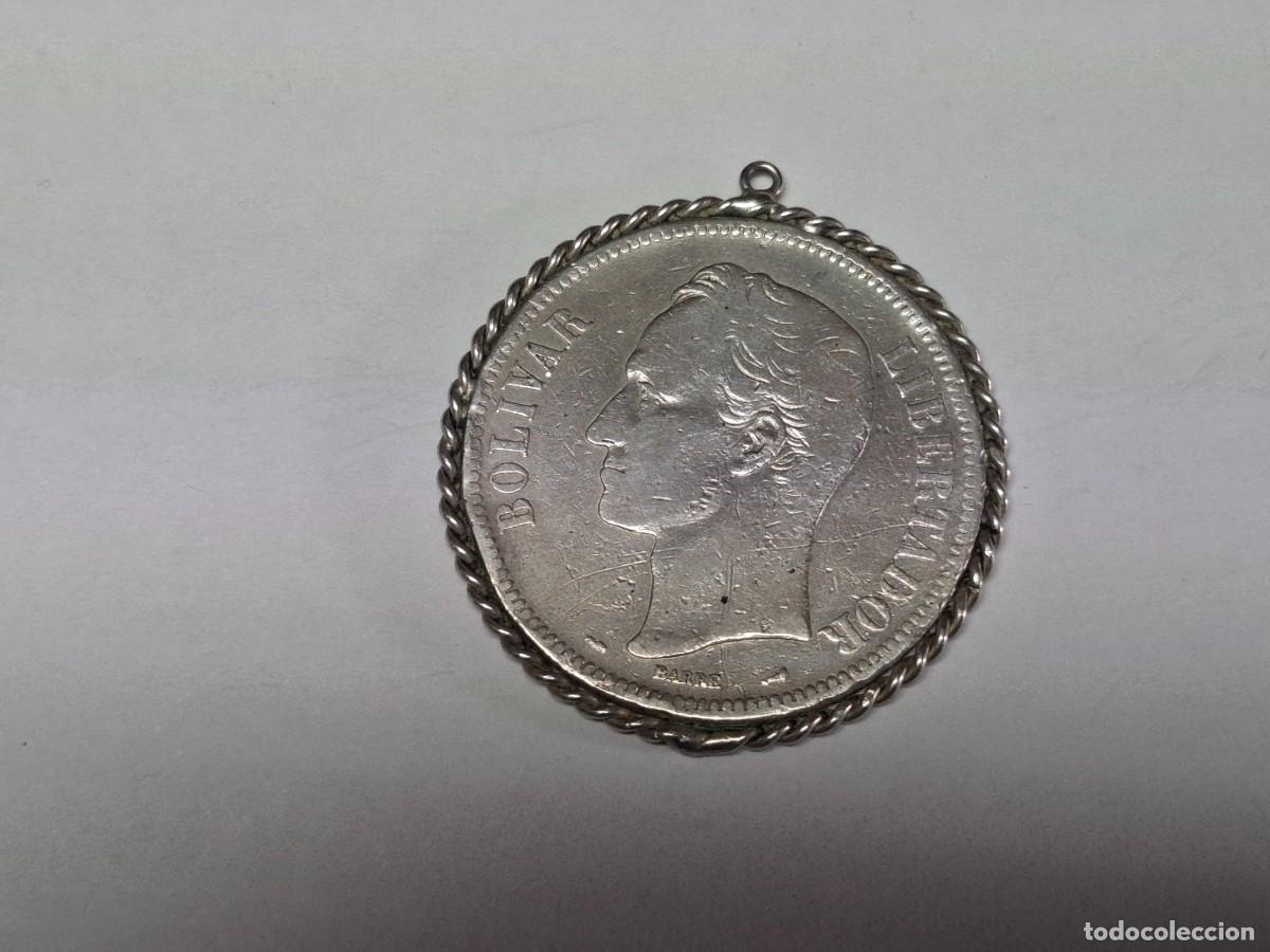 Monedas antiguas de Am&eacute;rica: 5 BOLIVARES de PLATA DE 1910 MONEDA CON ARO DE PLATA en BC+
