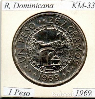 Monedas antiguas de Am&eacute;rica: R. DO,INICANA 1969, 1 PESO, KM-33, CU-NI, SC; 10,95 &euro; 1