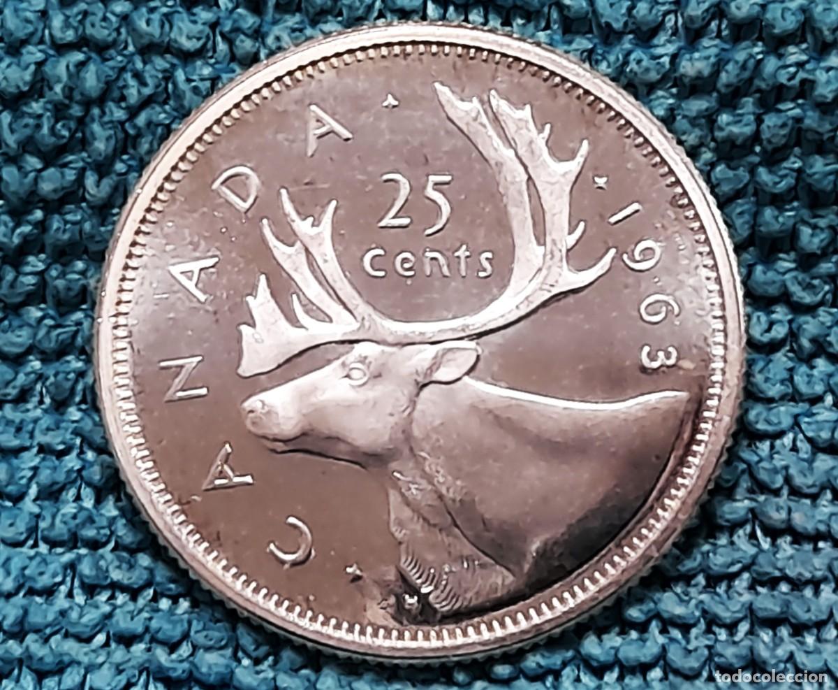 Monedas antiguas de Am&eacute;rica: Canada, Elizabeth II, 25 Cents 1963