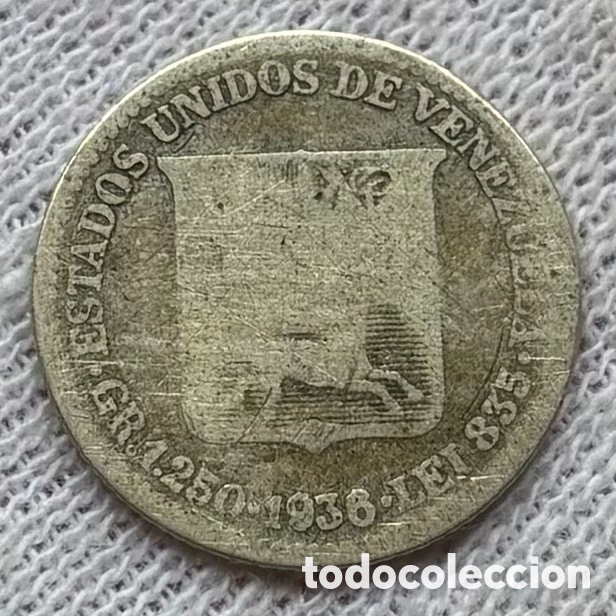 Monedas antiguas de Am&eacute;rica: Moneda PLATA VENEZUELA 25 C&eacute;ntimos 1936
