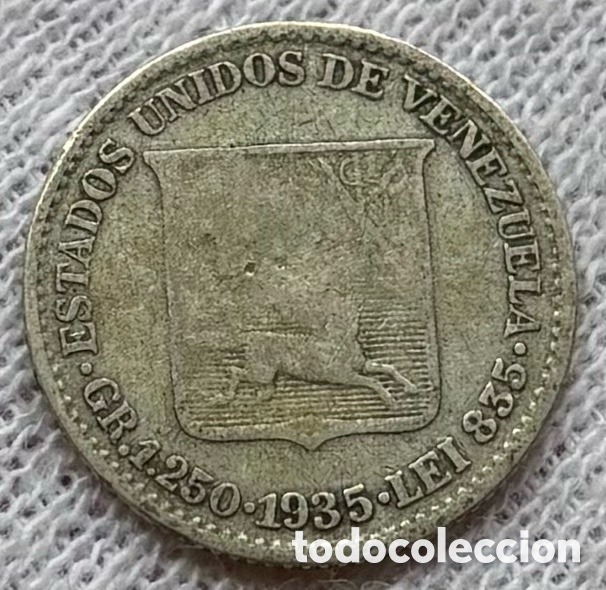 Monedas antiguas de Am&eacute;rica: Moneda PLATA VENEZUELA 25 C&eacute;ntimos 1935