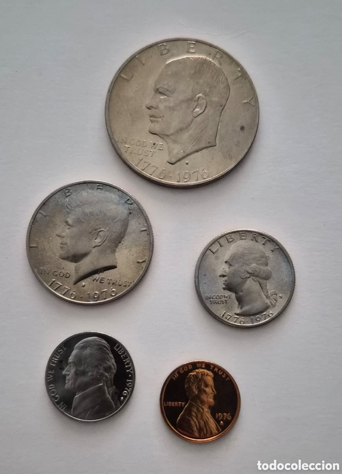 Monedas antiguas de Am&eacute;rica: Estados Unidos &ndash; Lote 5 Monedas 1976 &ndash; Bicentenario 1776-1976
