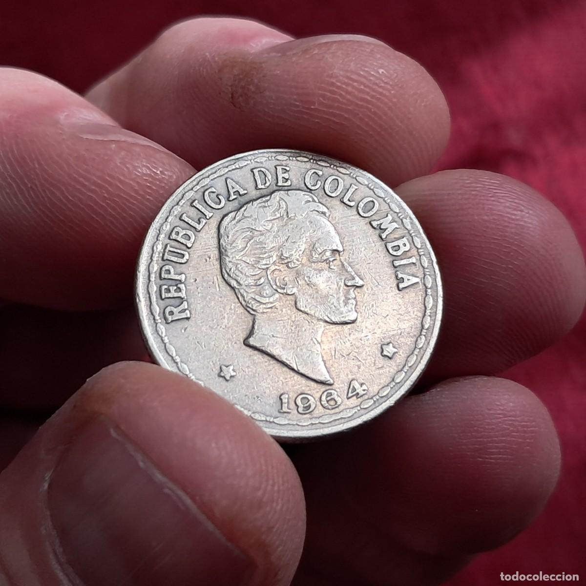 Monedas antiguas de Am&eacute;rica: MONEDA DE COLOMBIA 20 CENTAVOS 1964 F KM# 215.2 Large date, Restrepo# 391.