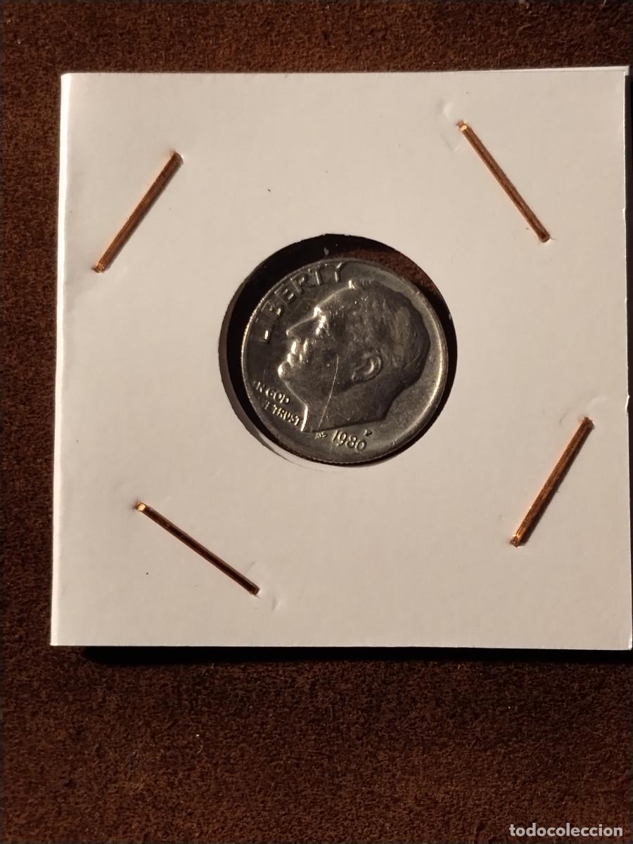Monedas antiguas de Am&eacute;rica: Estados Unidos 1 Dime 1980 Roosevelt 10 Cents USA moneda americana
