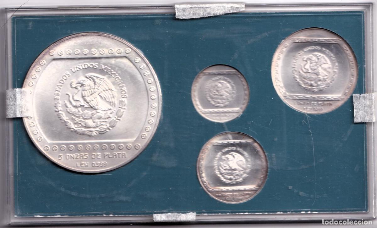 Monedas antiguas de Am&eacute;rica: MEXICO 1993 serie plata Bajorrelieve Del Tajin 1/4, 1/2, 1 y 5 oz. plata pura