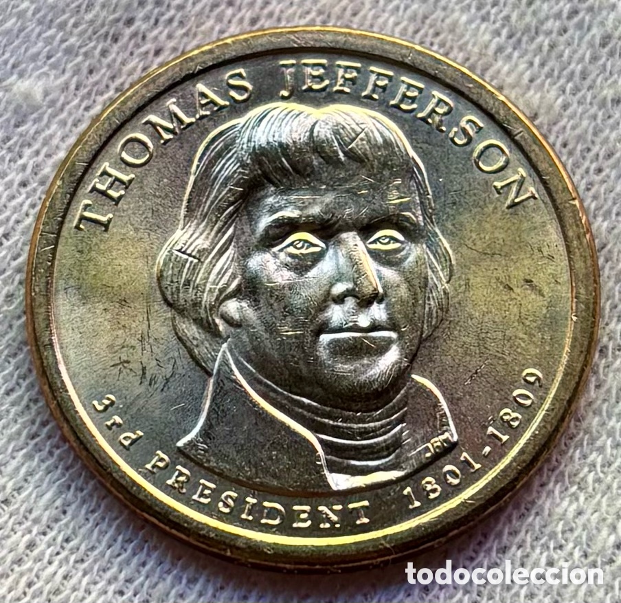 Monedas antiguas de Am&eacute;rica: Moneda USA 1 D&oacute;lar 2007-P Thomas Jefferson SC . Estados Unidos EEUU Dollar