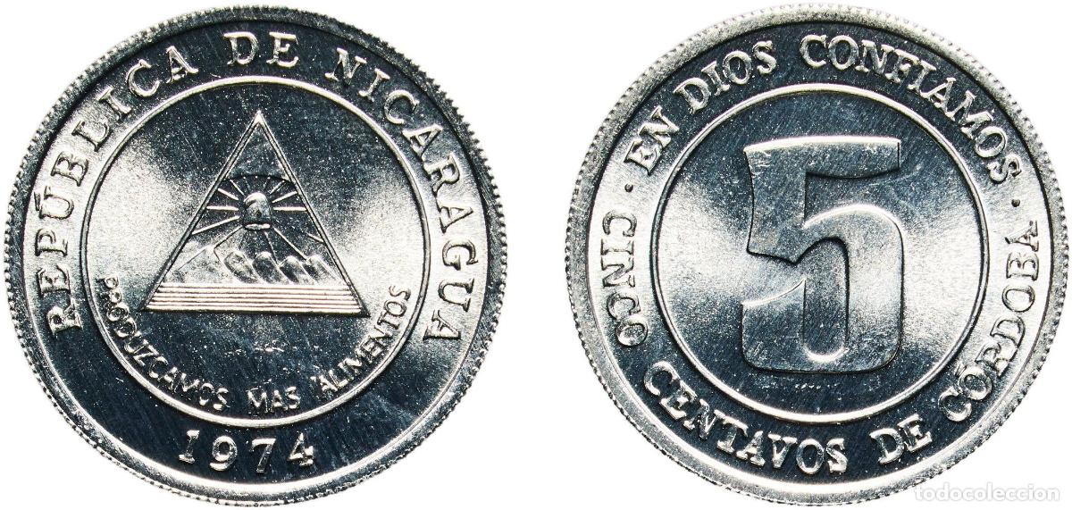 Monedas antiguas de Am&eacute;rica: Nicaragua Republic 1974 5 Centavos (FAO) Aluminium Royal Mint (2000000) 1.47g UNC KM 28 Sch&ouml;n 29