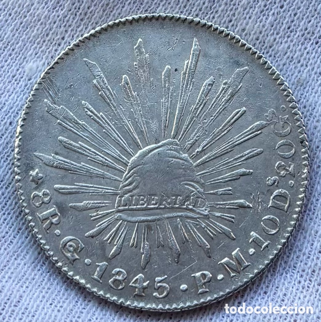Monedas antiguas de Am&eacute;rica: Moneda PLATA M&Eacute;XICO 8 Reales 1845 Guanajuato