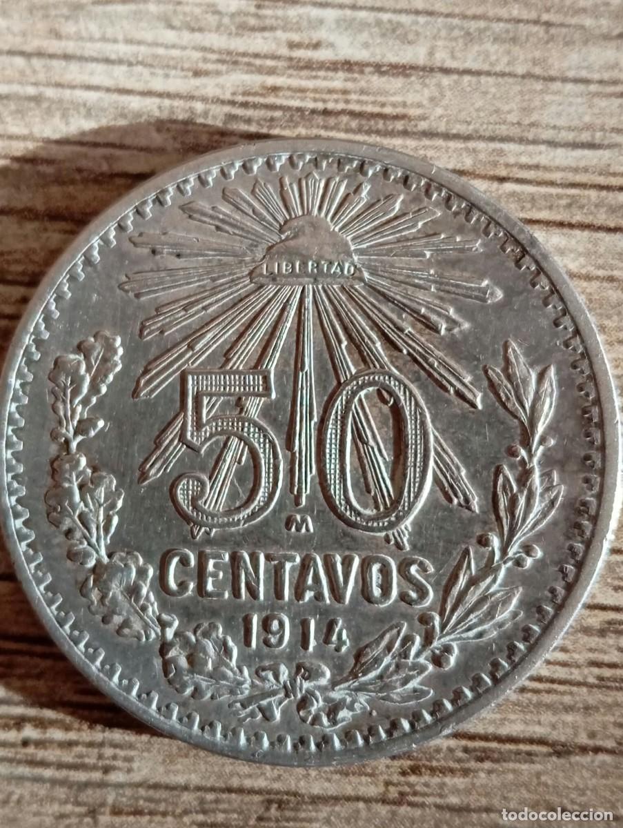 Monedas antiguas de Am&eacute;rica: Mexico,50 Centavos Grande de Plata 0,800 a&ntilde;o 1914