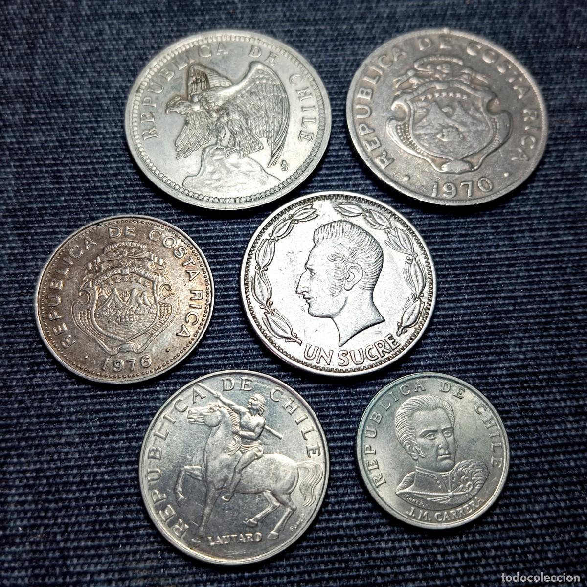 Monedas antiguas de Am&eacute;rica: Lote 6 Monedas de America Latina: Chile (3), Costa Rica (2) y Ecuador (1) 1933-1976