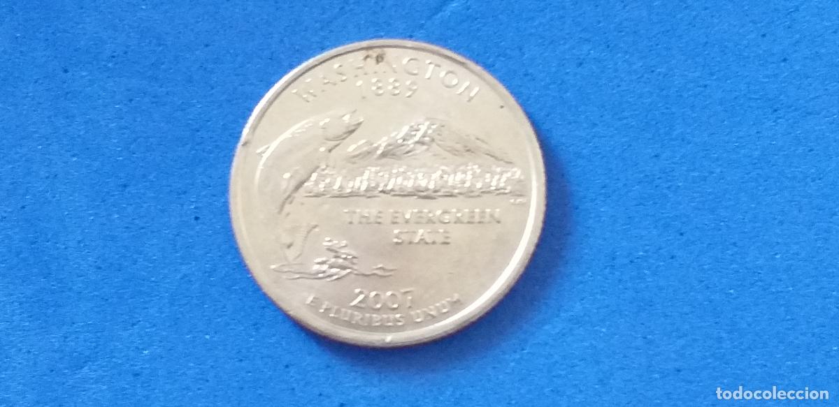 Monedas antiguas de Am&eacute;rica: Moneda Estados Unidos. USA. Quarter. &frac14; dolar. A&ntilde;o 2007. Washington. 50 state quarter