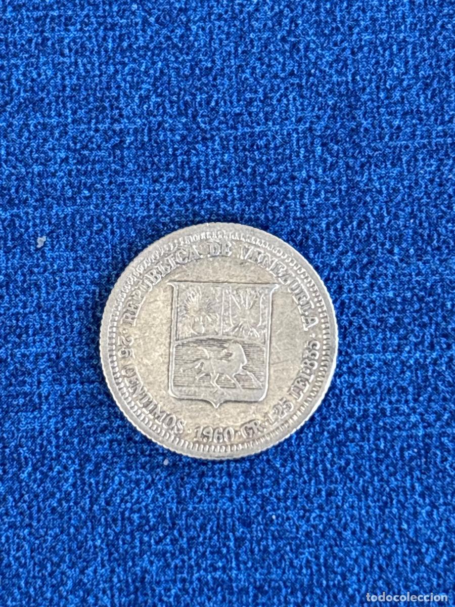 Monedas antiguas de Am&eacute;rica: MONEDA 25 C&Eacute;NTIMOS VENEZUELA 1960. PLATA
