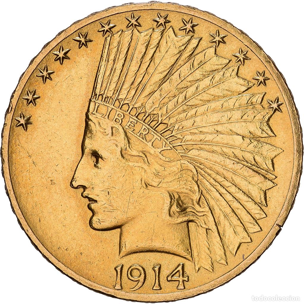 Monedas antiguas de Am&eacute;rica: [#1203535] Estados Unidos, $10, Eagle, Indian Head, 1914, Philadelphia, Oro, MBC, KM:130