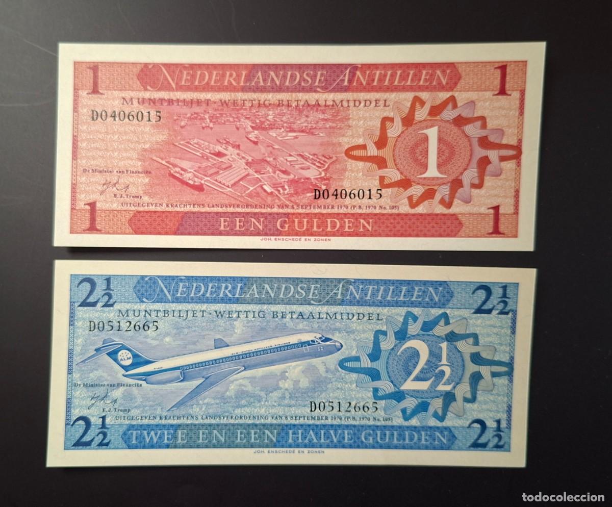 Monedas antiguas de Am&eacute;rica: ANTILLAS NEERLANDESAS 1970 PACK 2 BILLETES DE 1 GULDEN Y 2 1/2 GULDEN P-20a Y 21a SC