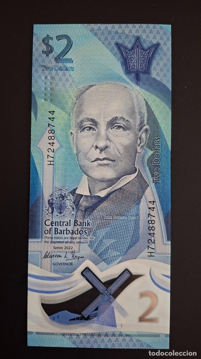 Monedas antiguas de Am&eacute;rica: BARBADOS 2 D&Oacute;LARES 2022 P-80a SC