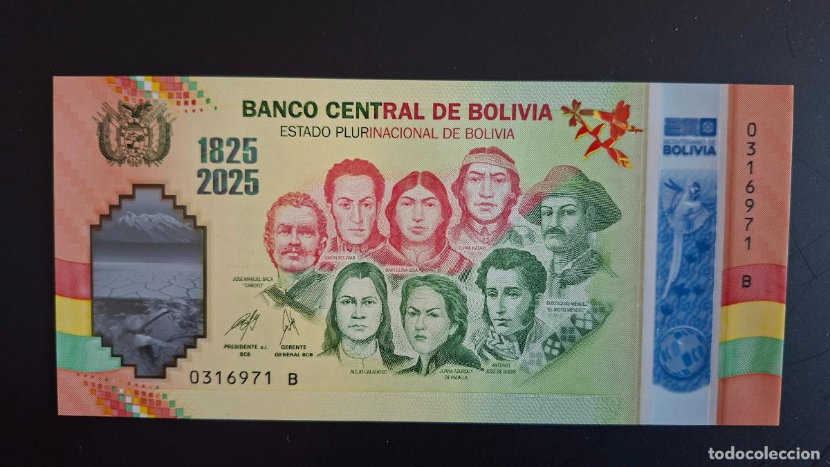 Monedas antiguas de Am&eacute;rica: BOLIVIA 200 A&Ntilde;OS 2025 COMMEMORATIVO POL&Iacute;MERO P-253a SC