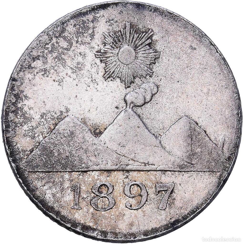 Monedas antiguas de Am&eacute;rica: [#1118159] GUATEMALA, 1/4 Real, 1897, KM #162, AU(55-58), Silver, 0.75