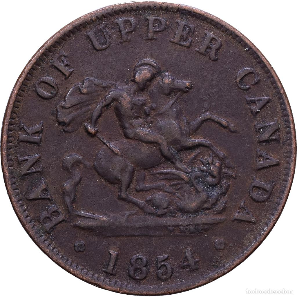 Monedas antiguas de Am&eacute;rica: [#1535137] Upper Canada, Halfpenny Token, 1854, Heaton, Cobre, MBC, KM:Tn2