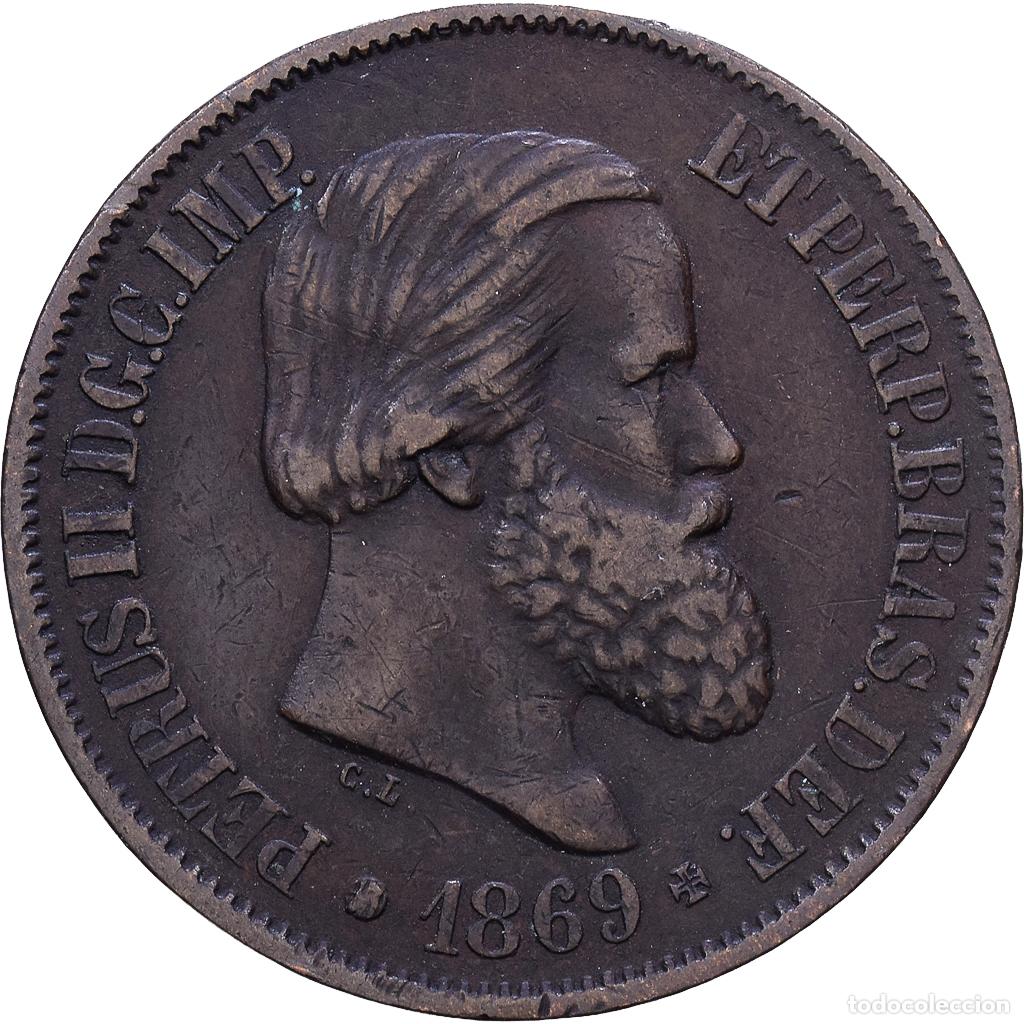 Monedas antiguas de Am&eacute;rica: [#1535171] Brasil, Pedro II, 20 Reis, 1869, Brussels, Bronce, BC+, KM:474