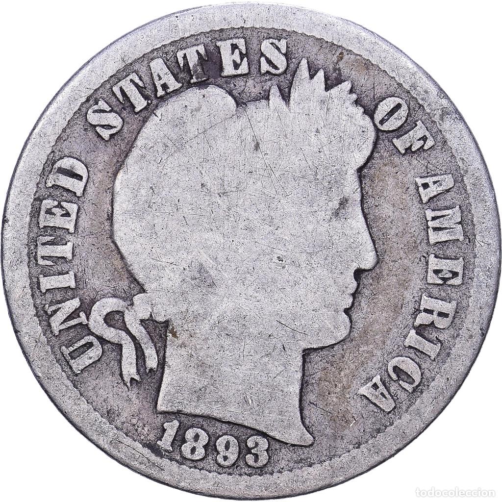 Monedas antiguas de Am&eacute;rica: [#1552597] Estados Unidos, Dime, Barber, 1893, U.S. Mint, Plata, BC+, KM:113