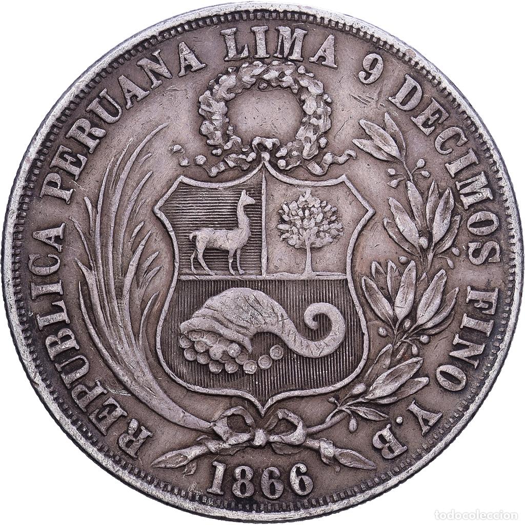 Monedas antiguas de Am&eacute;rica: [#1531301] Per&uacute;, SOUTH PERU, Sol, 1866, Lima, Plata, MBC, KM:196.3