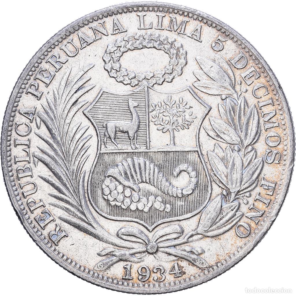 Monedas antiguas de Am&eacute;rica: [#1548082] Per&uacute;, 1 Sol, 1934, Lima, Plata, MBC, KM:218.2