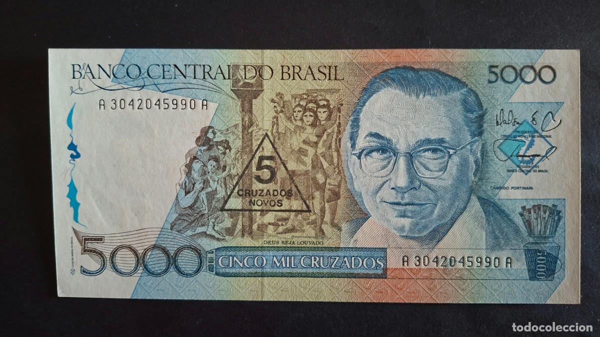 Monedas antiguas de Am&eacute;rica: BRASIL 5 CRUZADOS NOVOS 1989 P-217a SC