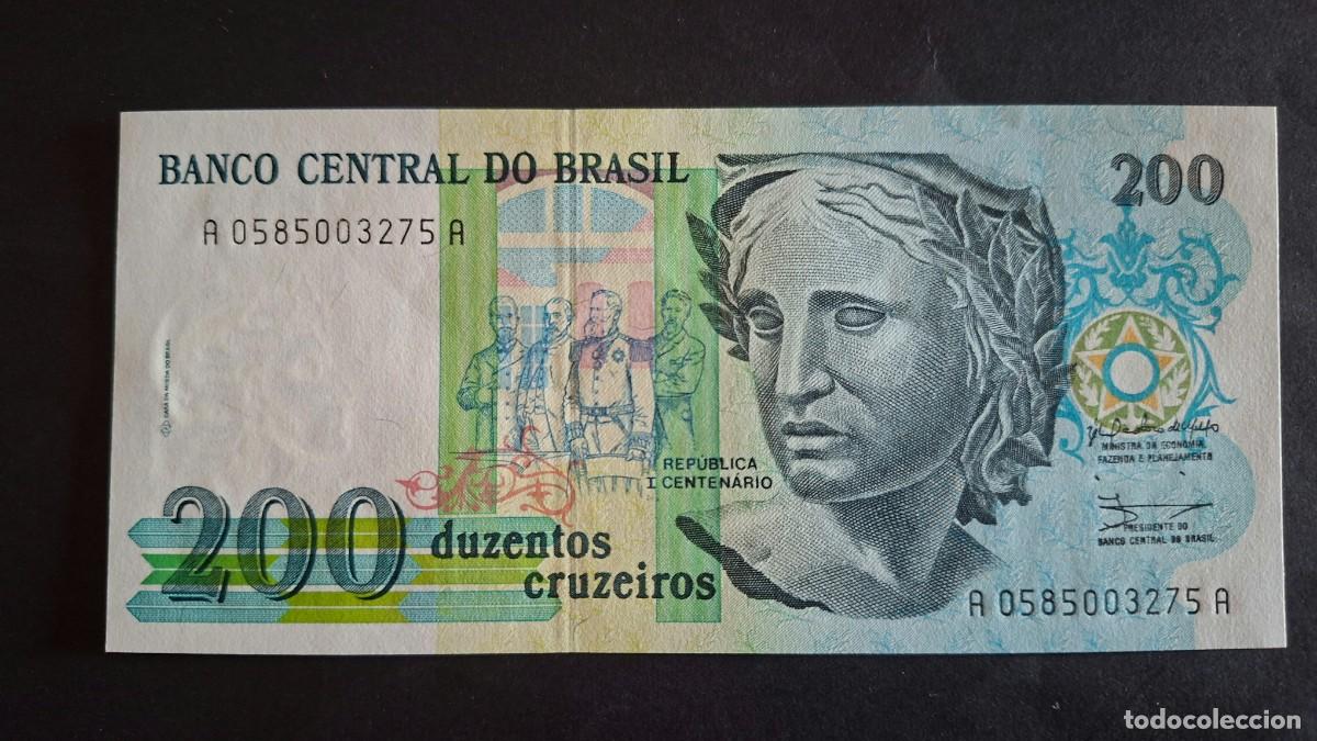 Monedas antiguas de Am&eacute;rica: BRASIL 200 CRUZEIROS 1990 P-229a SC