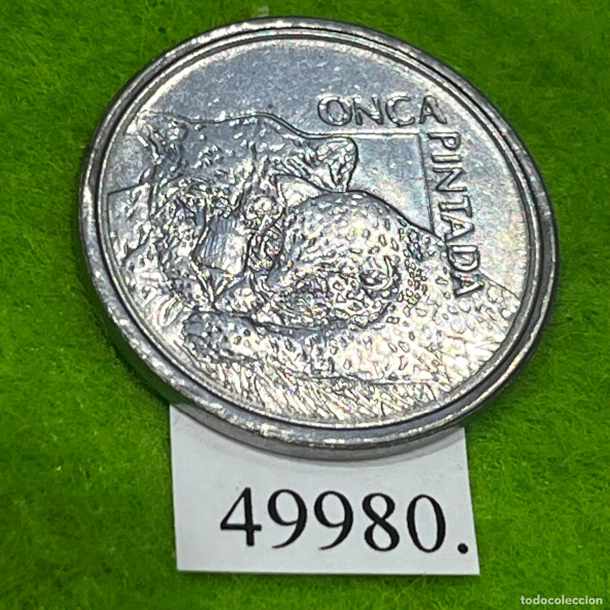 Monedas antiguas de Am&eacute;rica: Brasil 50 cruzeiros reais, 1993, on&ccedil;a pintada (jaguar hembra con su cr&iacute;a)