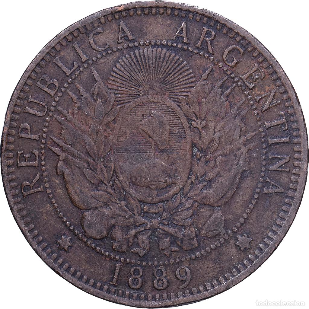 Monedas antiguas de Am&eacute;rica: [#1530675] Argentina, 2 Centavos, 1889, Bronce, BC+, KM:33