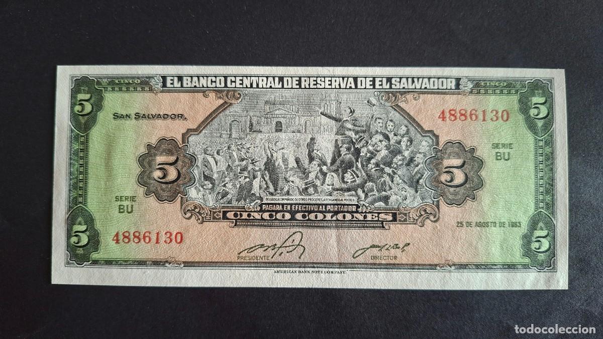 Monedas antiguas de Am&eacute;rica: EL SALVADOR 5 COLONES 1983 P-134a SC