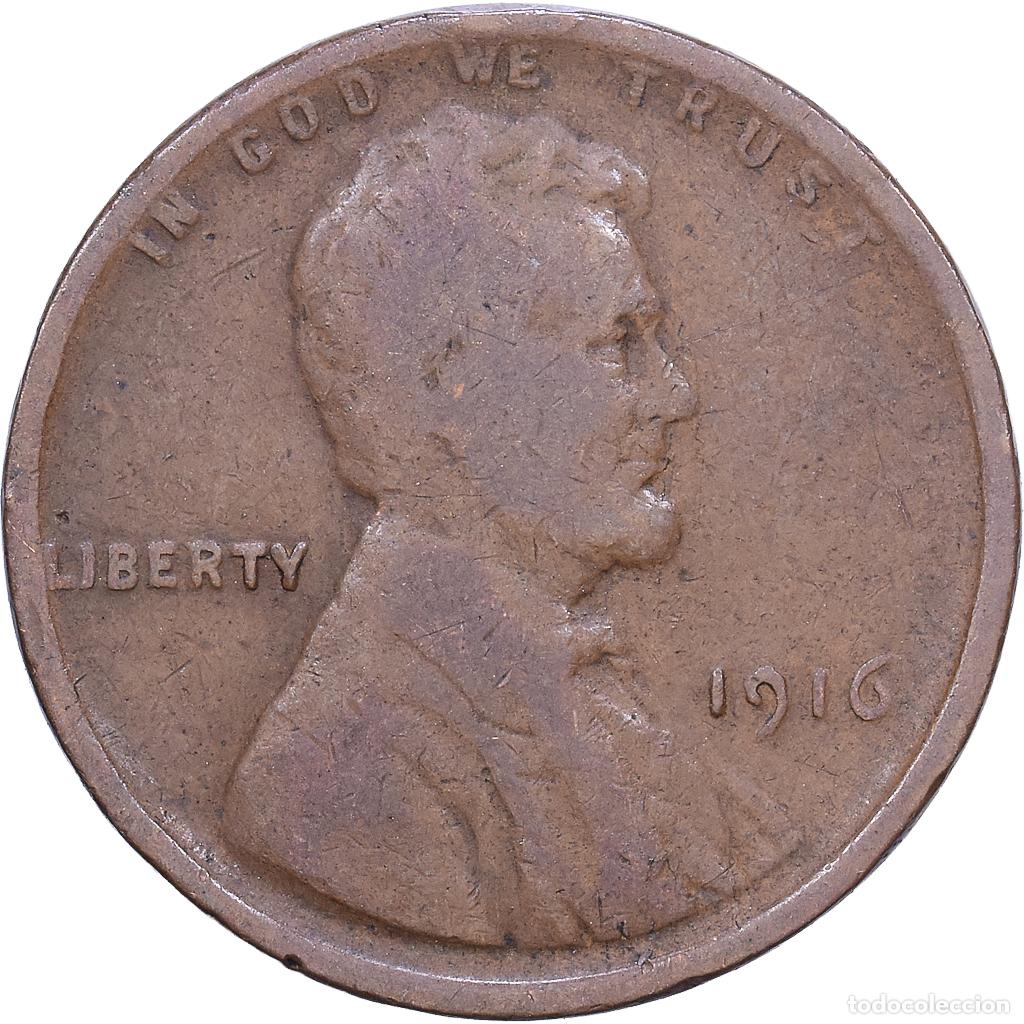 Monedas antiguas de Am&eacute;rica: [#1530822] Estados Unidos, Cent, Lincoln Cent, 1916, U.S. Mint, Bronce, BC+, KM:132