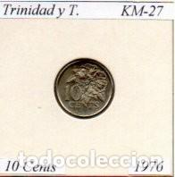 Monedas antiguas de Am&eacute;rica: TRINIDAD Y TOBAGO 1976, 10 CENTS, KM-27, SC; 4,95 &euro; 1