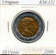 Monedas antiguas de Am&eacute;rica: URUGUAY 2000, 10 PESOS, KM-121, SC; 1,95 &euro; 1